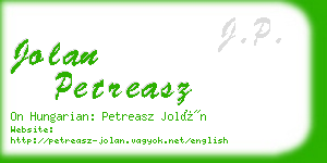 jolan petreasz business card